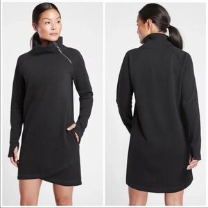 ATHLETA Cozy Karma Asym Sweatshirt Dress Black XL